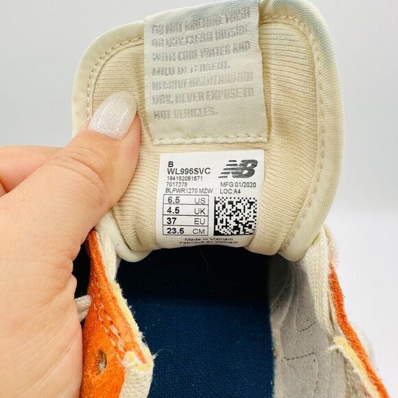 New Balance 996 Vintage Orange Suede Sneakers‎ Womens 6.5B Preppy Academia Retro - Picture 9 of 11